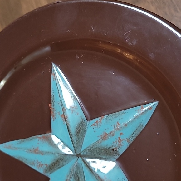 Hi End Accents plates/bowl set brown turquoise star - Picture 11 of 16